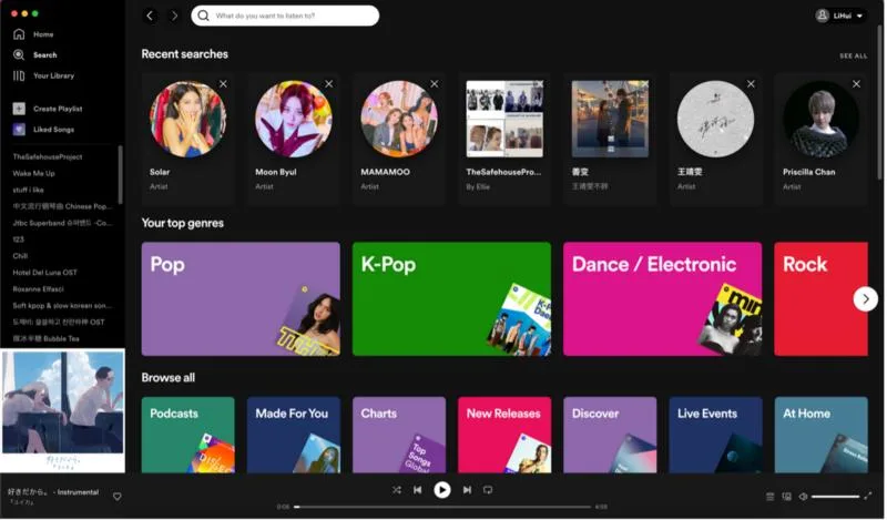 ten bai hat nghe si tim kiem spotify